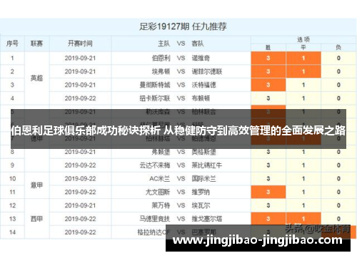伯恩利足球俱乐部成功秘诀探析 从稳健防守到高效管理的全面发展之路
