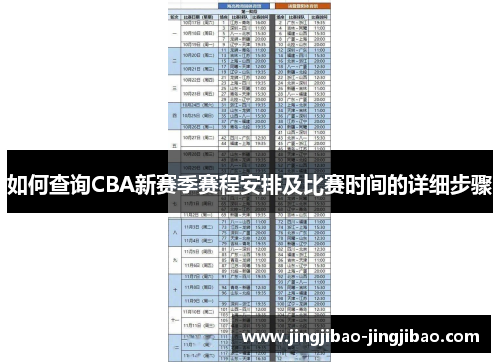 如何查询CBA新赛季赛程安排及比赛时间的详细步骤